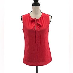 Tory Burch Red Sleeveless Bow Tie Neck Blouse